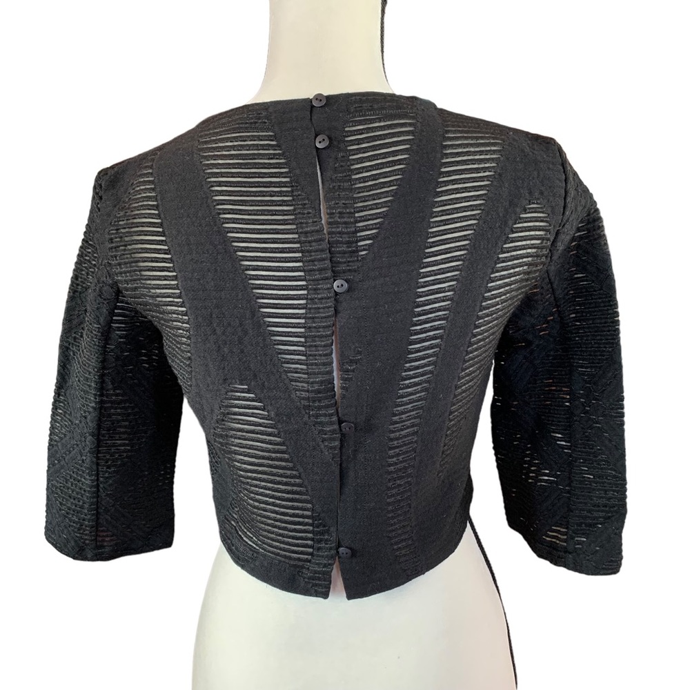 Tibi Cropped Wool Blend Sheer Panel Button Back B… - image 2